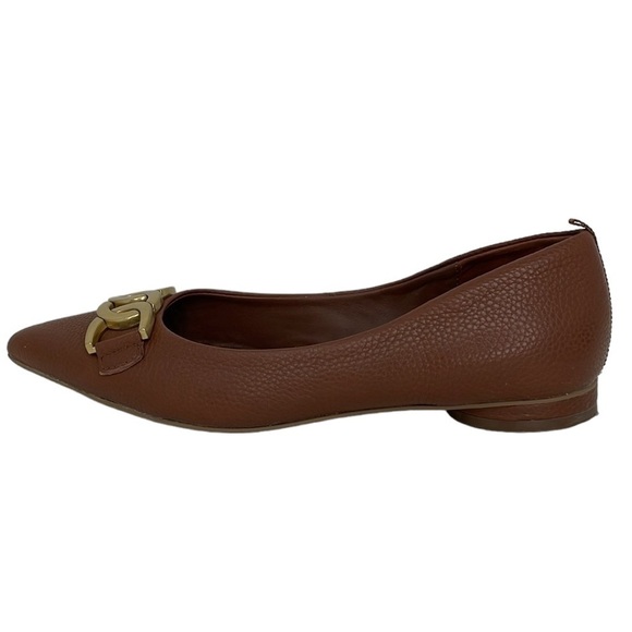Boden Flats Women's 6 Brown Leather Gold Slip on Shoes - Picture 8 of 13